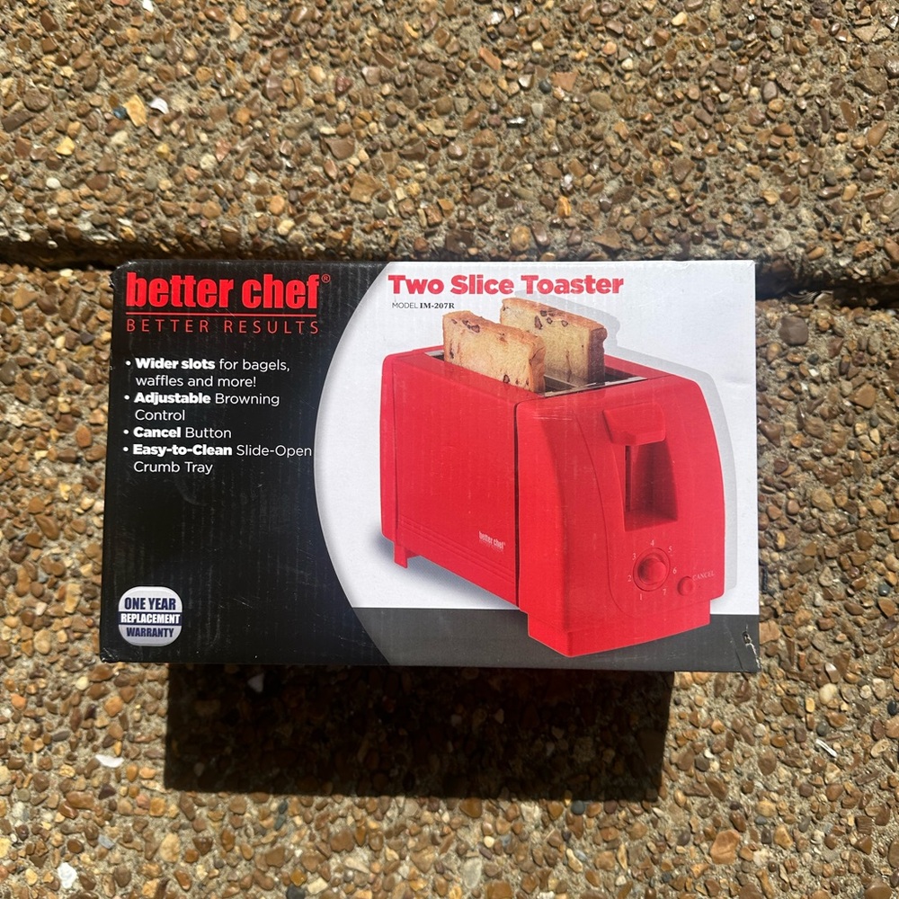 Better Chef Compact Two Slice Countertop Toaster in Red NIB - Picture 9 of 10